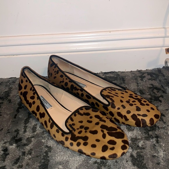 Prada Animal Print Caval St Leo Miel Moro Flats - Picture 2 of 4